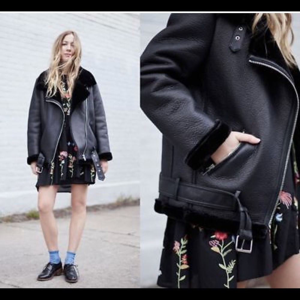 Zara Faux Fur lined biker Jacket